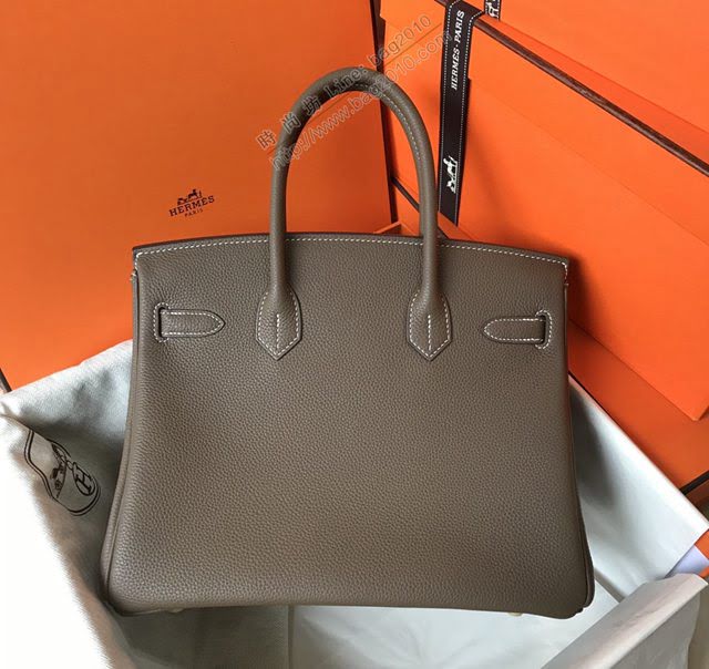 Hermes女包 愛馬仕Birkin Hermes鉑金包 togo小牛皮 大象灰 金銀扣 Hermes手提女包  am1832
